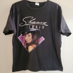 Y2K Shania Twain Short Sleeve Portrait T-Shirt Size Large Black